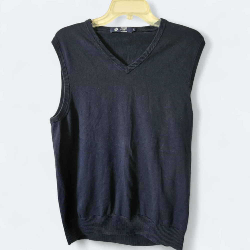 J. Crew Black V-Neck Sweater Vest Essential Knit Size LARGE - Picture 6 of 6